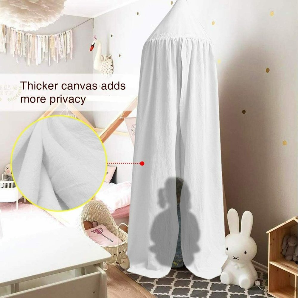 Luxury Cotton Lace Princess Play Dome Tent 2 Color Pink or White - Picture 7 of 11